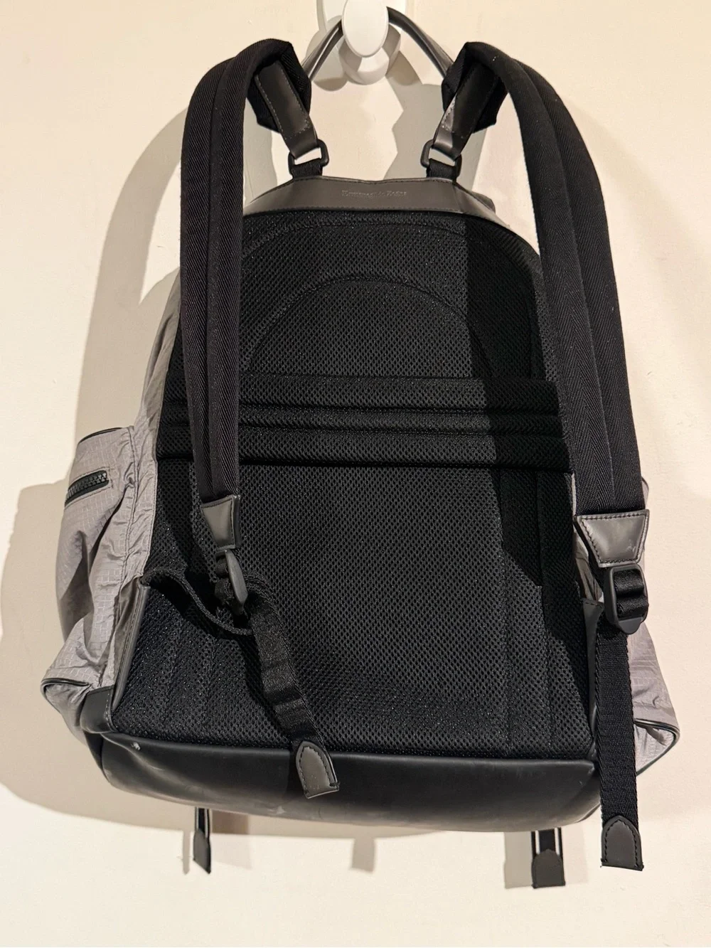 Zegna Gray Men's Utility Backpack with carbon  Front Pocket